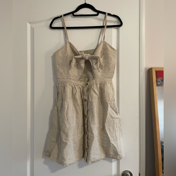 Wilfred “Adelia” 100% linen tie front professionally shortened summer mini dress - Picture 5 of 10